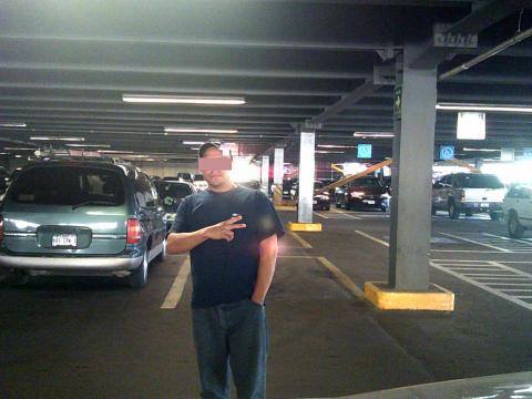Chino in parking garage